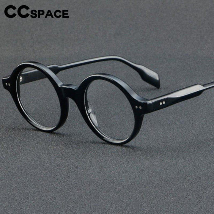 CCspace Unisex Full Rim Round Acetate Eyeglasses 56719 Full Rim CCspace