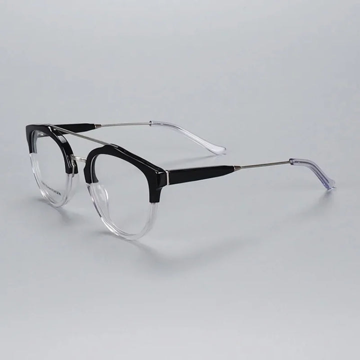 Hewei Unisex Full Rim Oval Double Bridge Titanium Acetate Eyeglasses 89203 Full Rim Hewei C2 CHINA