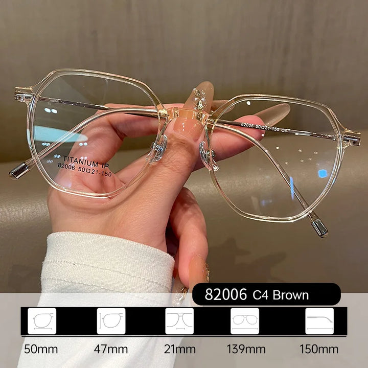 Gmei Women's Full Rim Flat Top Polygon Tr 90 Titanium Eyeglasses 82006