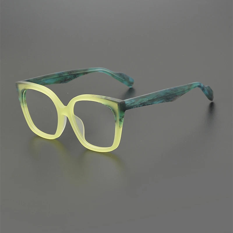 Gatenac Unisex Full Rim Square Acetate Eyeglasses Gxyj1212 Full Rim Gatenac Frosted Green  