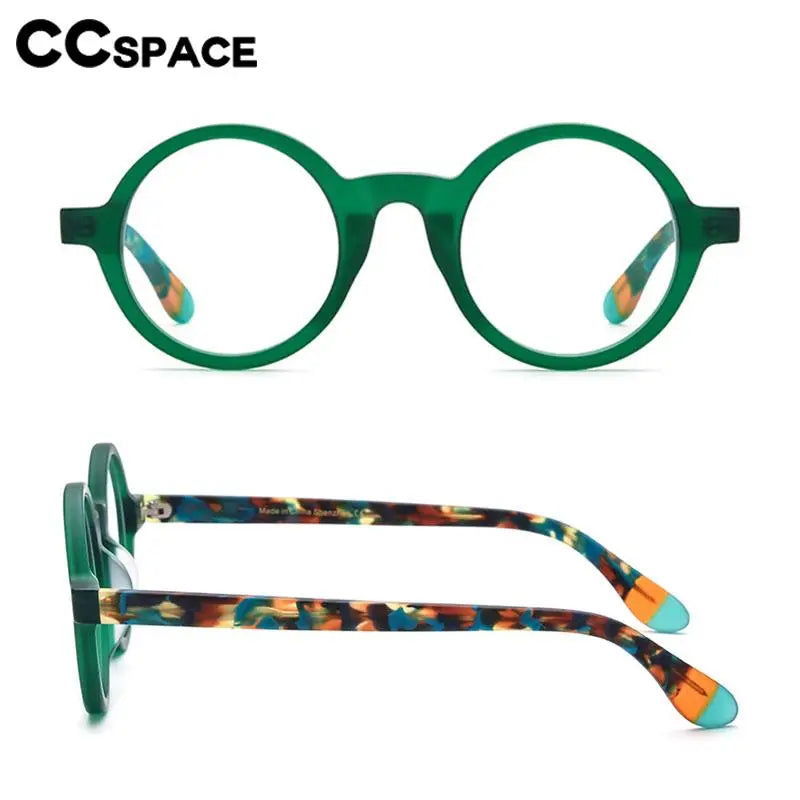 CCspace Unisex Full Rim Round Acetate Eyeglasses 56919 Full Rim CCspace