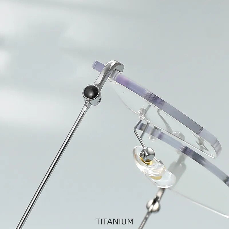 Hdcrafter Unisex Rimless Square Titanium Eyeglasses 71327 Rimless Hdcrafter Eyeglasses