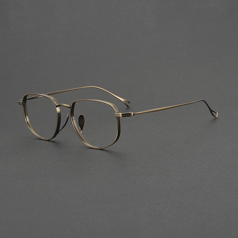 Muzz Unisex Full Rim Flat Top Oval Polygon Titanium Eyeglasses 73004