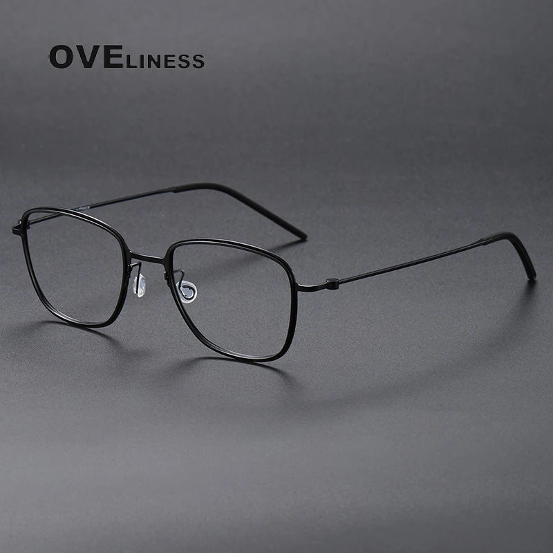 Oveliness Unisex Full RIm Square Screwless Titanium Eyeglasses 5530 Full Rim Oveliness black  