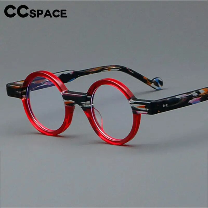 CCspace Unisex Full Rim Round Acetate Eyeglasses 57029 Full Rim CCspace