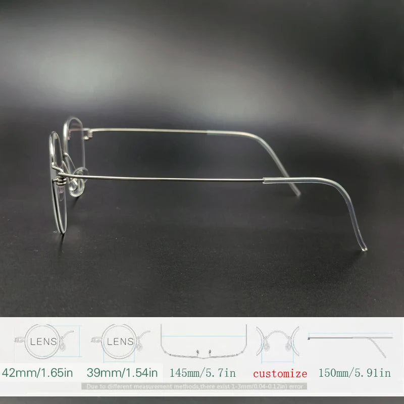 Yujo Unisex Full Rim Round Screwless Stainless Steel Eyeglasses 15039 Full Rim Yujo