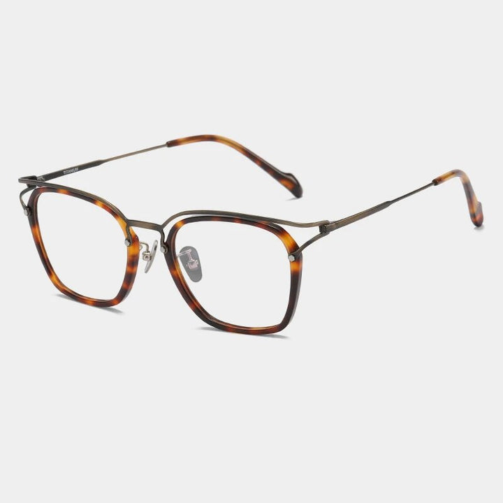 Gatenac Unisex Full Rim Square Titanium Acetate Eyeglasses Gxyj1137 Full Rim Gatenac Tortoiseshell