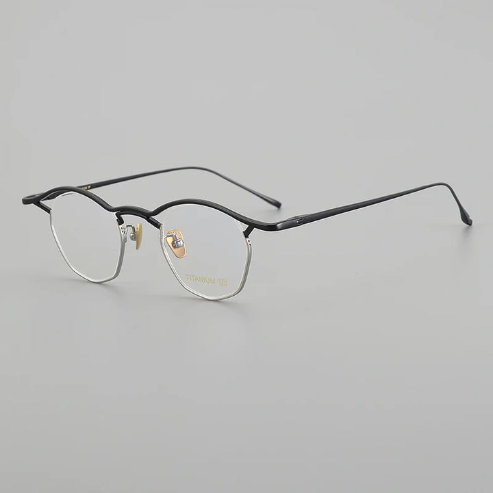 Muzz Unisex Full Rim Small Brow Line Polygon Titanium Eyeglasses Mu004 Full Rim Muzz C3