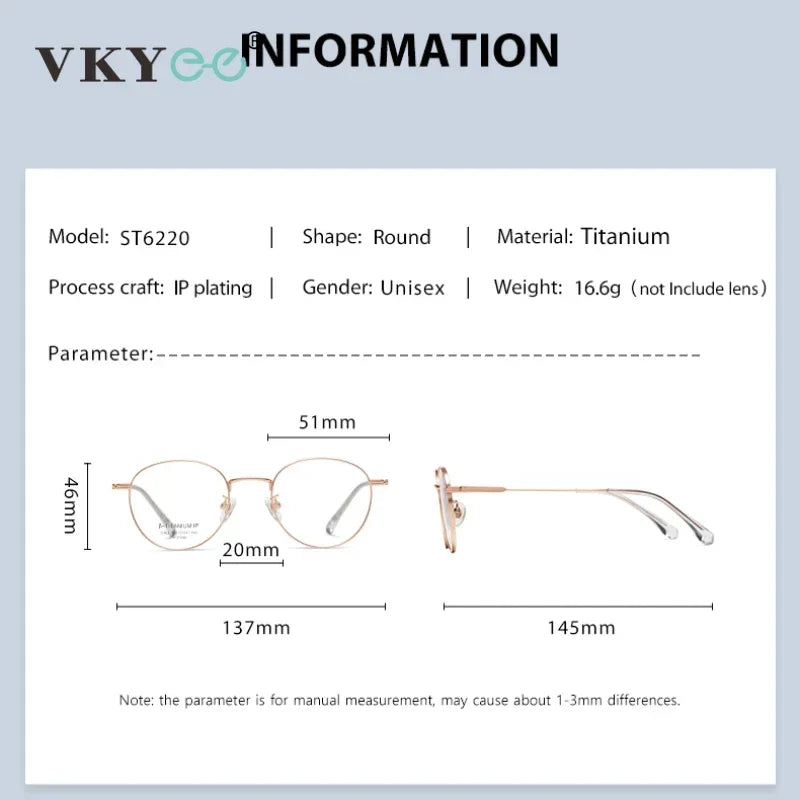 Vicky Unisex Full Rim Round Titanium Reading Glasses St6220 Reading Glasses Vicky