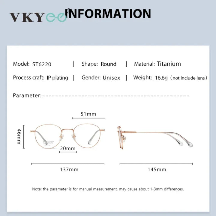 Vicky Unisex Full Rim Round Titanium Reading Glasses St6220 Reading Glasses Vicky