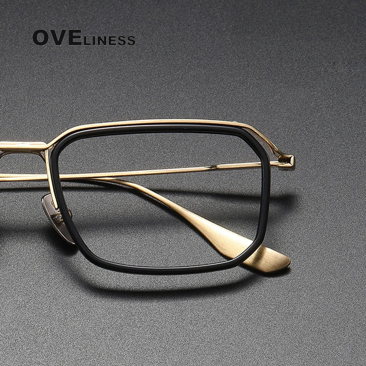 Oveliness Unisex Full Rim Square Acetate Titanium Eyeglasses X423 Full Rim Oveliness   
