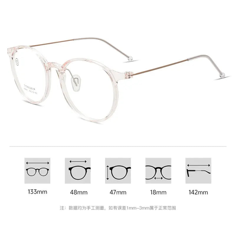 Momoja Women's Full Rim Round Tr 90 Titanium Eyeglasses M9881