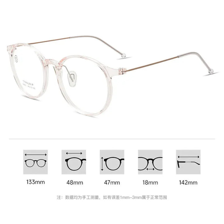 Momoja Women's Full Rim Round Tr 90 Titanium Eyeglasses M9881