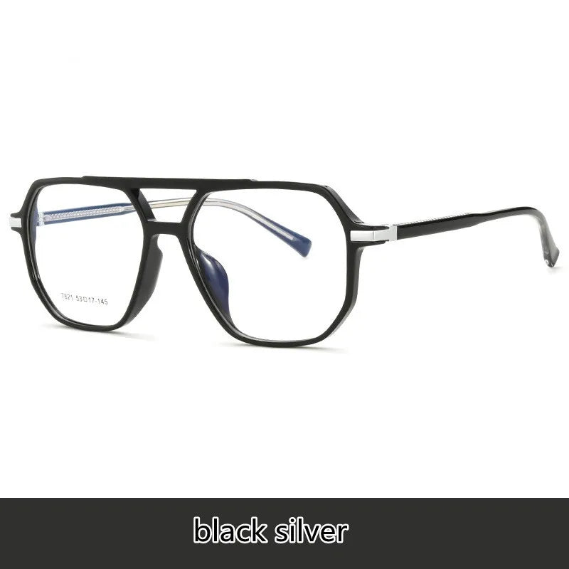 Kocolior Unisex Full Rim Oval Double Bridge Acetate Eyeglasses 7821 Full Rim Kocolior Black Silver China