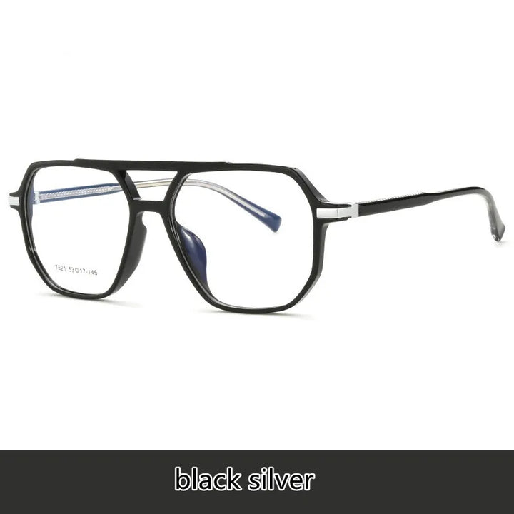 Kocolior Unisex Full Rim Oval Double Bridge Acetate Eyeglasses 7821 Full Rim Kocolior Black Silver China