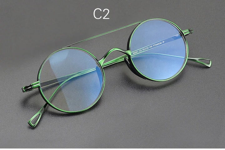 Yujo Women's Full Rim Round Double Bridge Titanium Eyeglasses 13522 Full Rim Yujo C2 CHINA