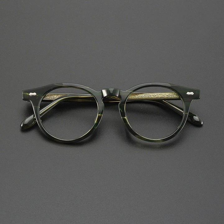 Gatenac Unisex Full Rim Round Acetate Eyeglasses Gxyj1166 Full Rim Gatenac