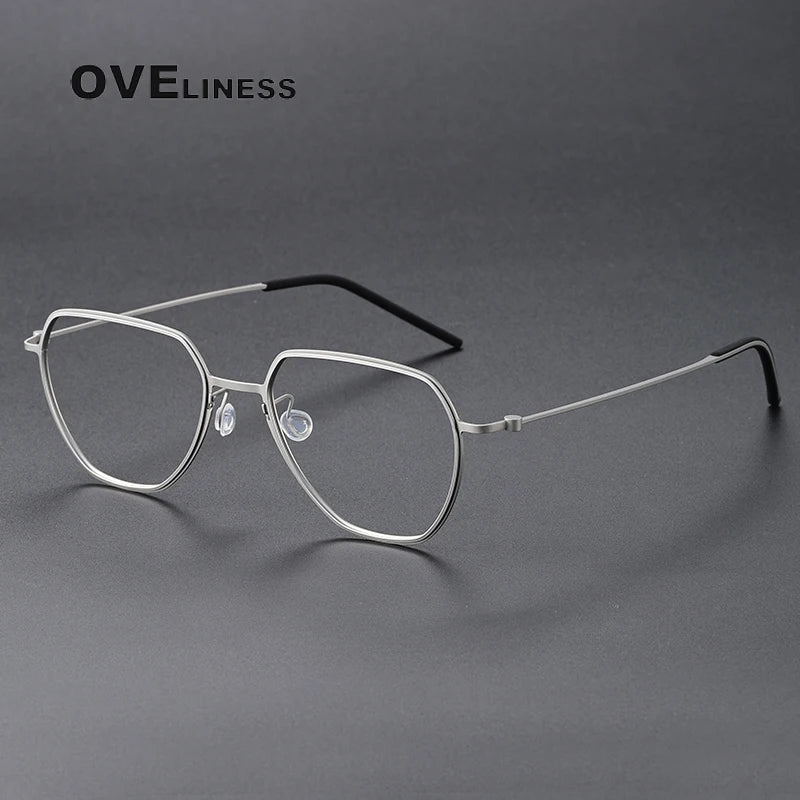 Oveliness Unisex Full Rim Square Titanium Eyeglasses 5527 Full Rim Oveliness silver