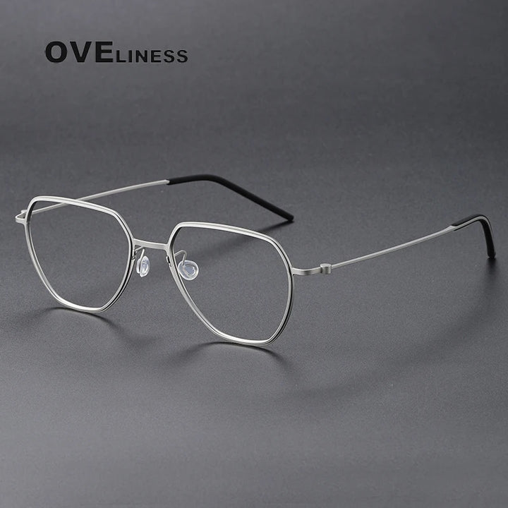 Oveliness Unisex Full Rim Flat Top Oval Titanium Eyeglasses O5526 Full Rim Oveliness silver