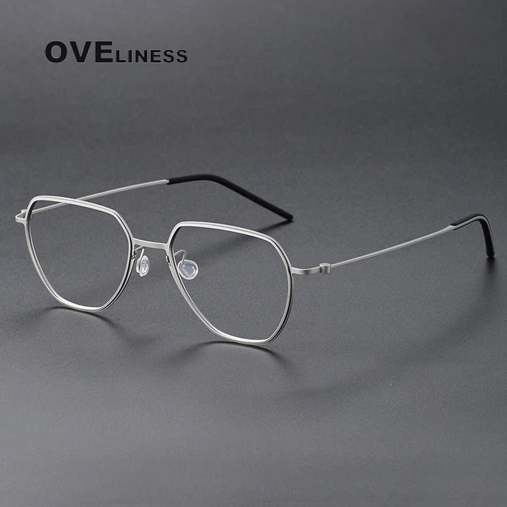 Oveliness Unisex Full Rim Flat Top Oval Titanium Eyeglasses O5526 Full Rim Oveliness silver  