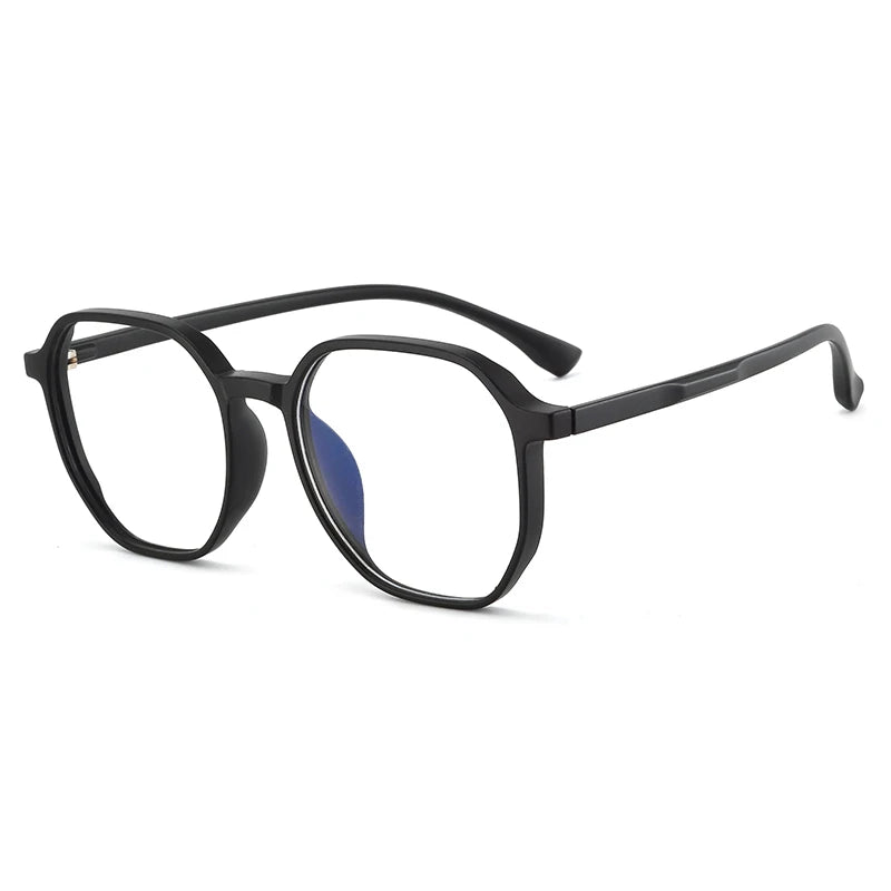 Bclear Unisex Full Rim Polygon Tr 90 Titanium Eyeglasses 90303 Full Rim Bclear Matte Black