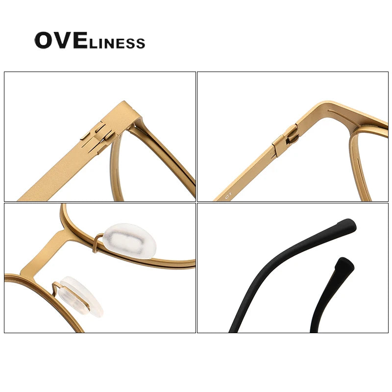 Oveliness Unisex Full Rim Square Screwless Titanium Eyeglasses 80997 Full Rim Oveliness   