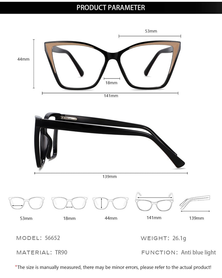CCspace Unisex Full Rim Large Square Tr 90 Titanium Acetate Eyeglasses 56652 Full Rim CCspace