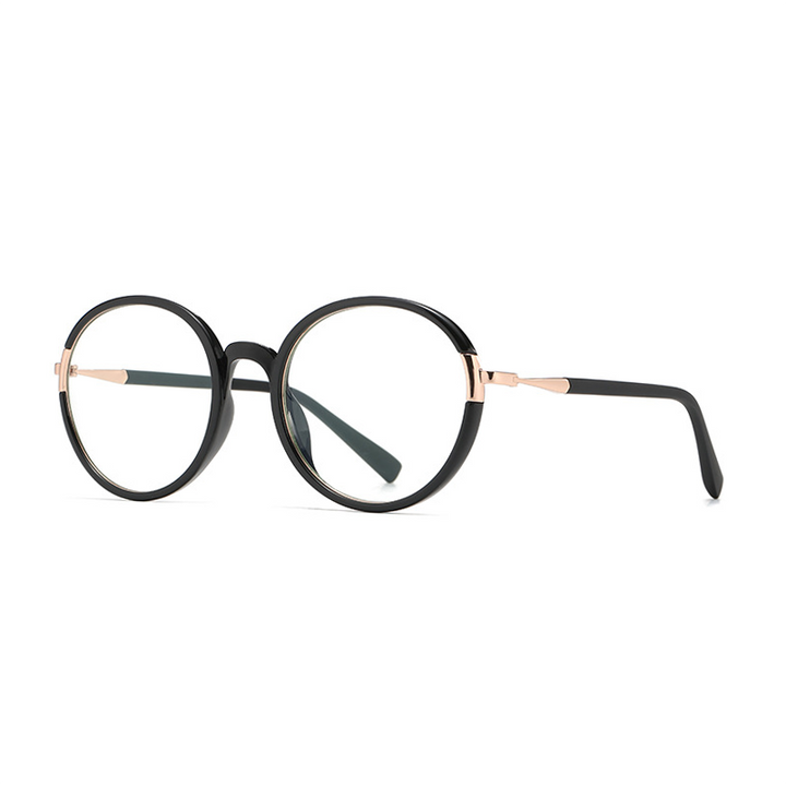 Ralferty Women's Full Rim Oversize Round Tr 90 Acetate Eyeglasses D881 Full Rim Ralferty China C01 Shiny Black