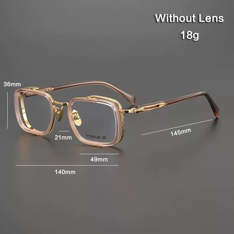 Gatenac Unisex Full Rim Square Acetate Titanium Eyeglasses Gxyj1023 Full Rim Gatenac