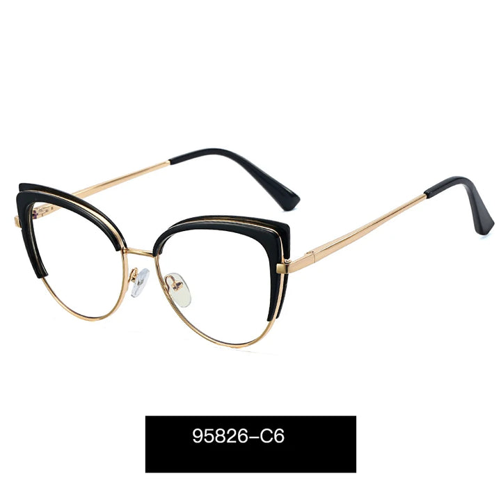 Handoer Women's Full Rim Oval Cat Eye Tr 90 Alloy Eyeglasses 695826