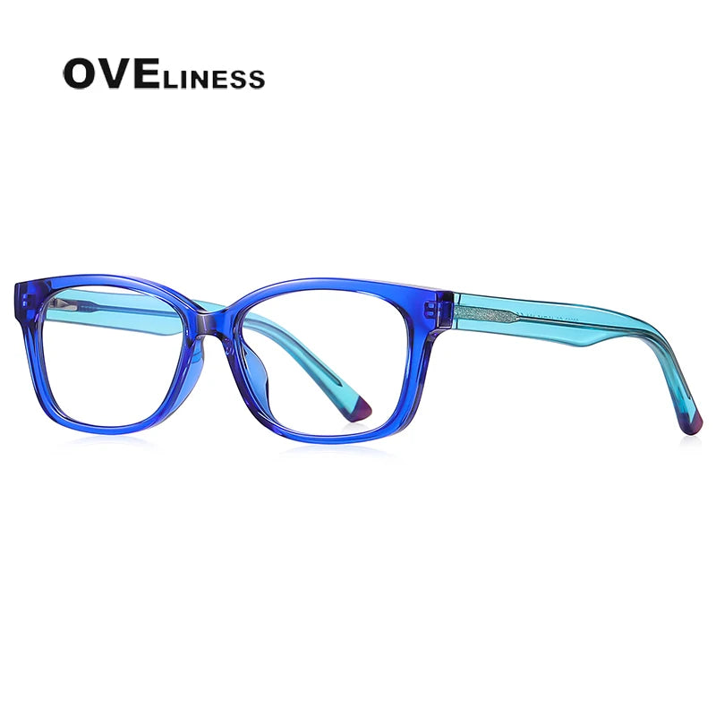 Oveliness Youth Unisex Full Rim Square Tr 90 Titanium Eyeglasses 20208 Full Rim Oveliness blue  