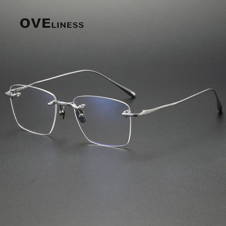 Oveliness Unisex Rimless Square Titanium Eyeglasses 80954 Rimless Oveliness silver