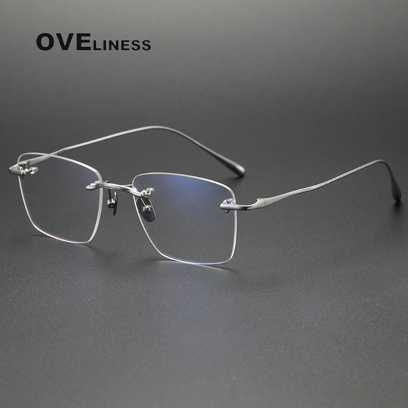 Oveliness Unisex Rimless Square Titanium Eyeglasses 80954 Rimless Oveliness silver  
