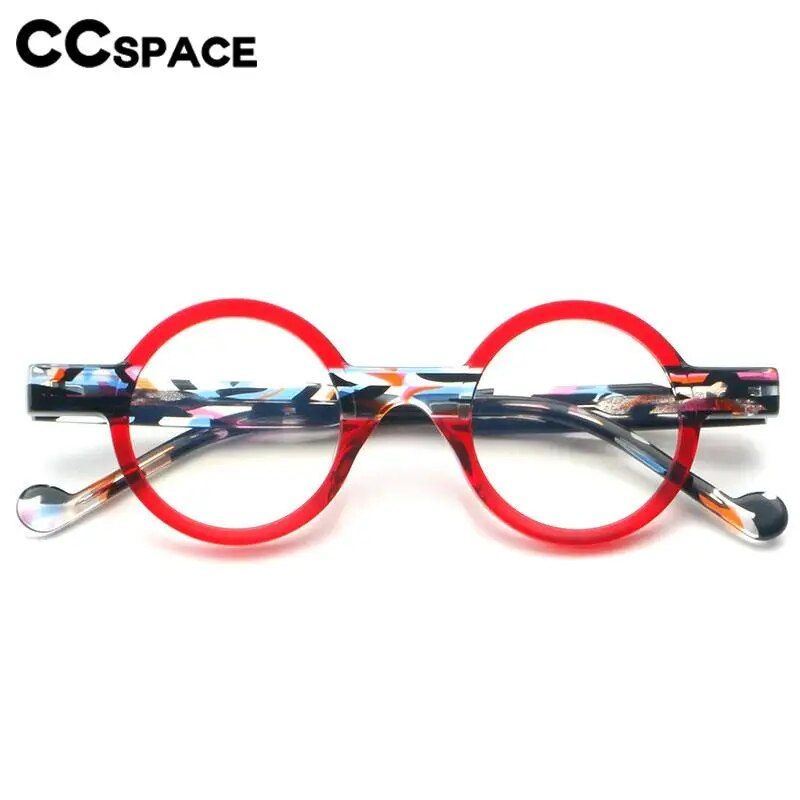 CCspace Unisex Full Rim Round Acetate Eyeglasses 57029 Full Rim CCspace