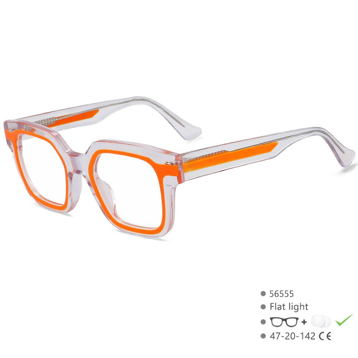 CCspace Unisex Full Rim Square Acetate Eyeglasses 56555 Full Rim CCspace C1Orange