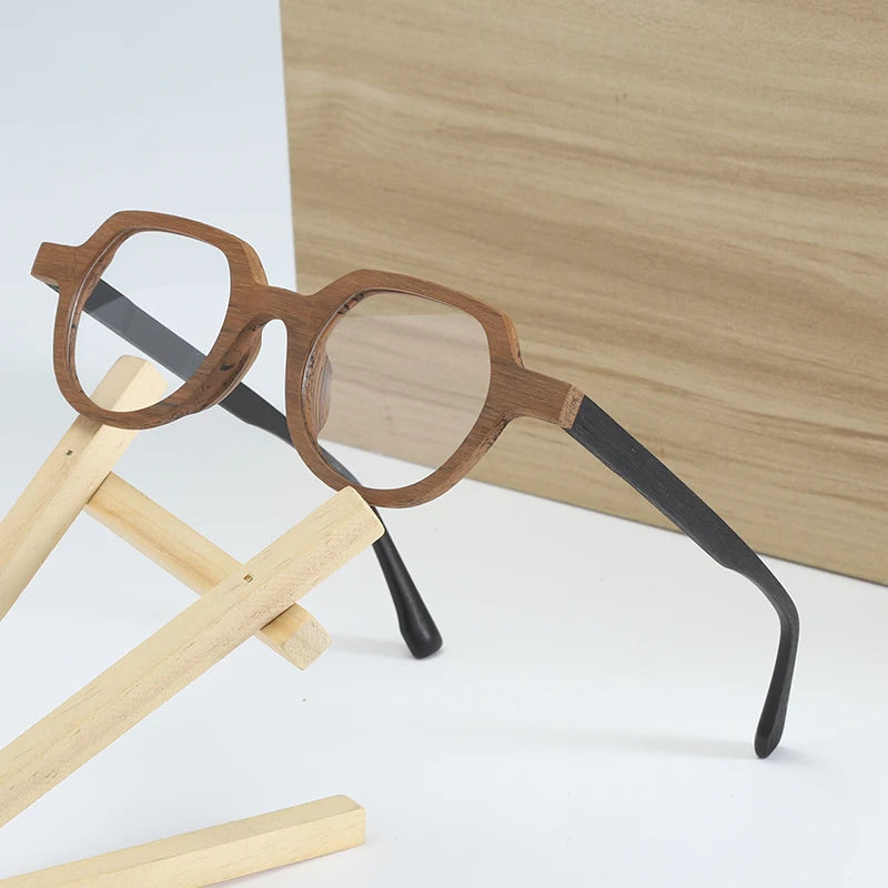 Hdcrafter Unisex Full Rim Flat Top Round Wood Eyeglasses 2311 Full Rim Hdcrafter Eyeglasses