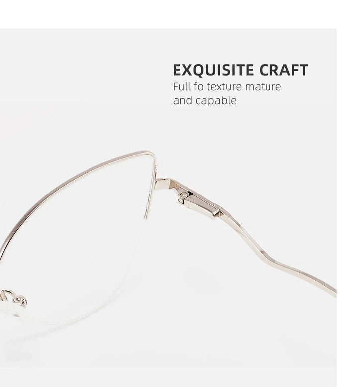 Laoyehui Women's Semi Rim Oval Cat Eye Alloy Reading Glasses 8451 Reading Glasses Laoyehui