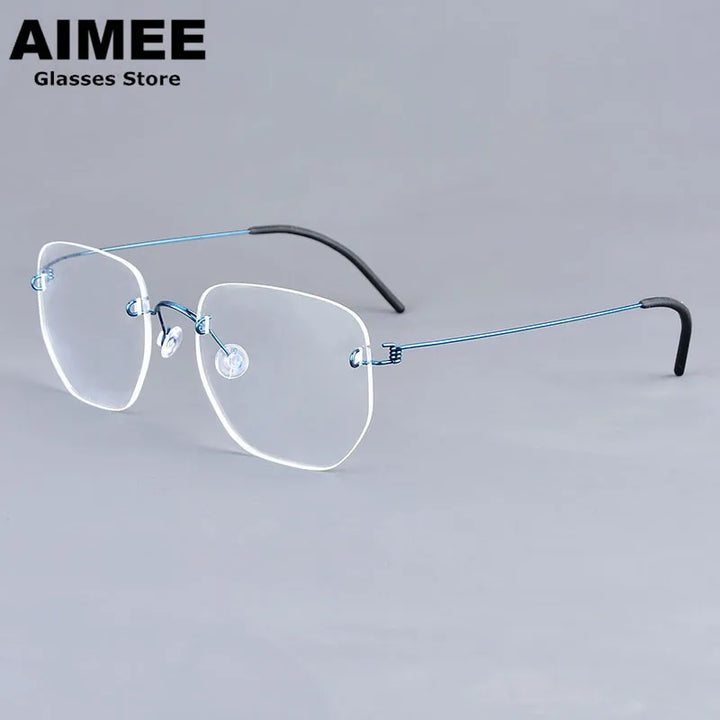 Aimee Women's Rimless Polygon Screwless Titanium Eyeglasses 15358