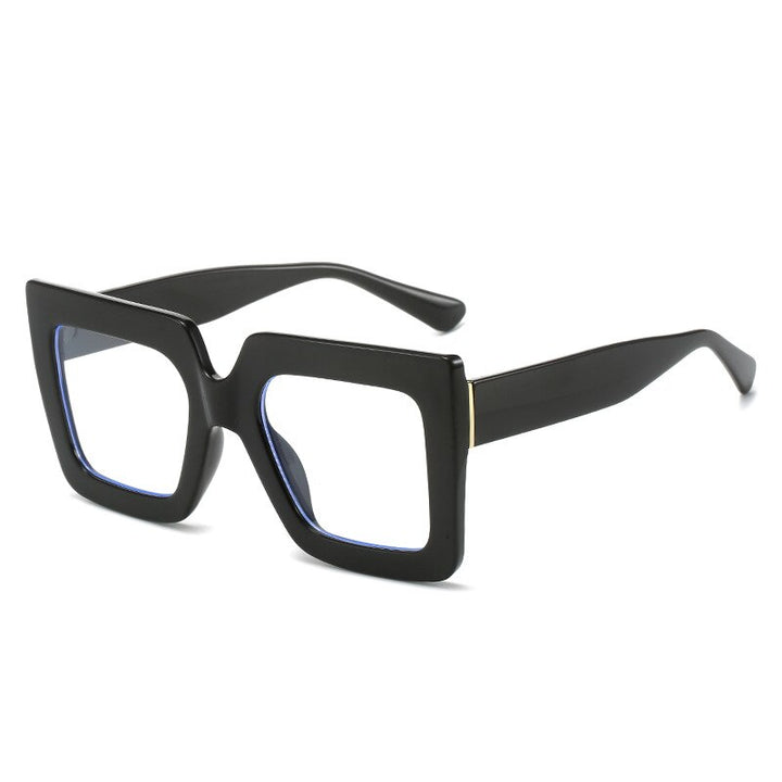 CCSpace Unisex Full Rim Oversized Square Acetate Eyeglasses 56355 Full Rim CCspace Black  