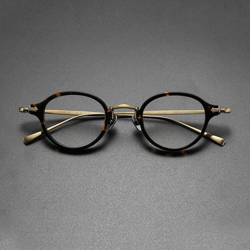 Gatenac Unisex Full Rim Round Small Acetate Titanium Eyeglasses Gxyj890 Full Rim Gatenac Big Tortoise