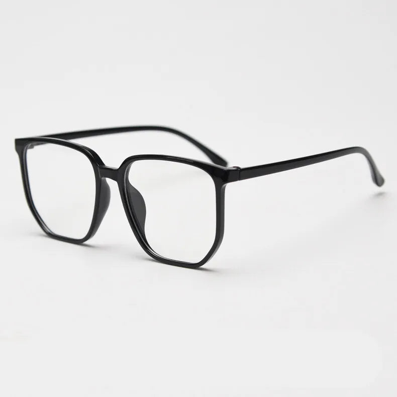 CCspace Unisex Full Rim Polygon Square Tr 90 Titanium Eyeglasses 30833 Full Rim CCSpace Black