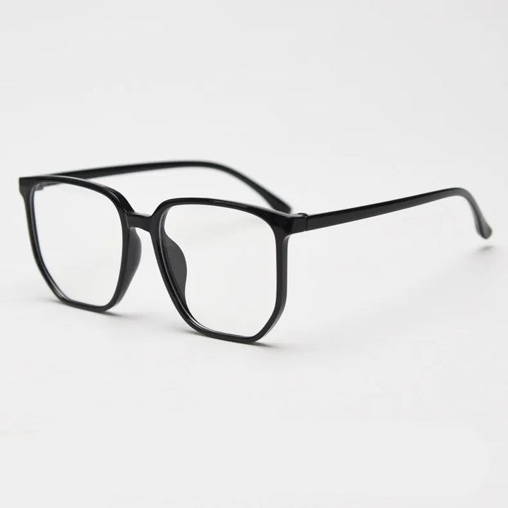 CCspace Unisex Full Rim Polygon Square Tr 90 Titanium Eyeglasses 30833 Full Rim CCSpace Black