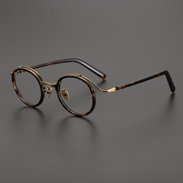 Gatenac Unisex Full Rim Round Acetate Alloy Eyeglasses Gxyj1029 Full Rim Gatenac