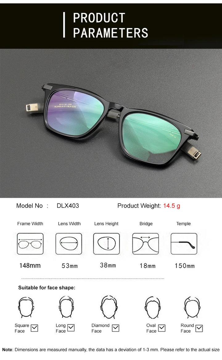 Chashma Ottica Unisex Full Rim Square Acetate Titanium Eyeglasses 942403 Full Rim Chashma Ottica