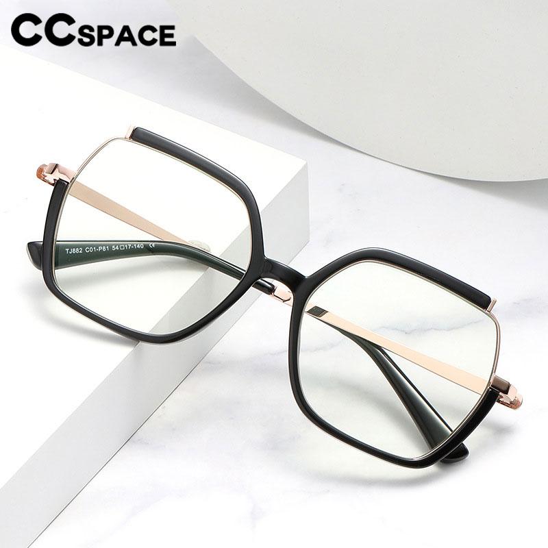 CCspace Women's Semi Rim Square Tr 90 Titanium Eyeglasses 56716 Semi Rim CCspace