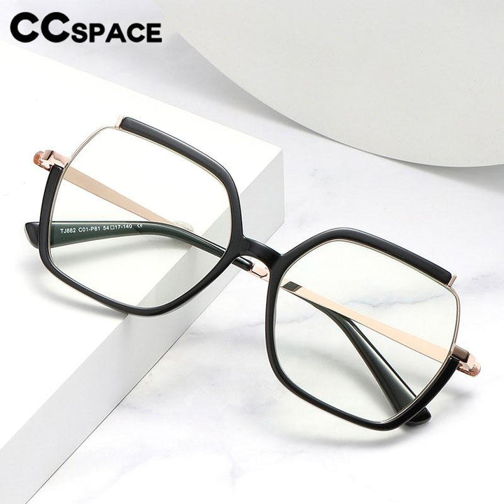 CCspace Women's Semi Rim Square Tr 90 Titanium Eyeglasses 56716 Semi Rim CCspace