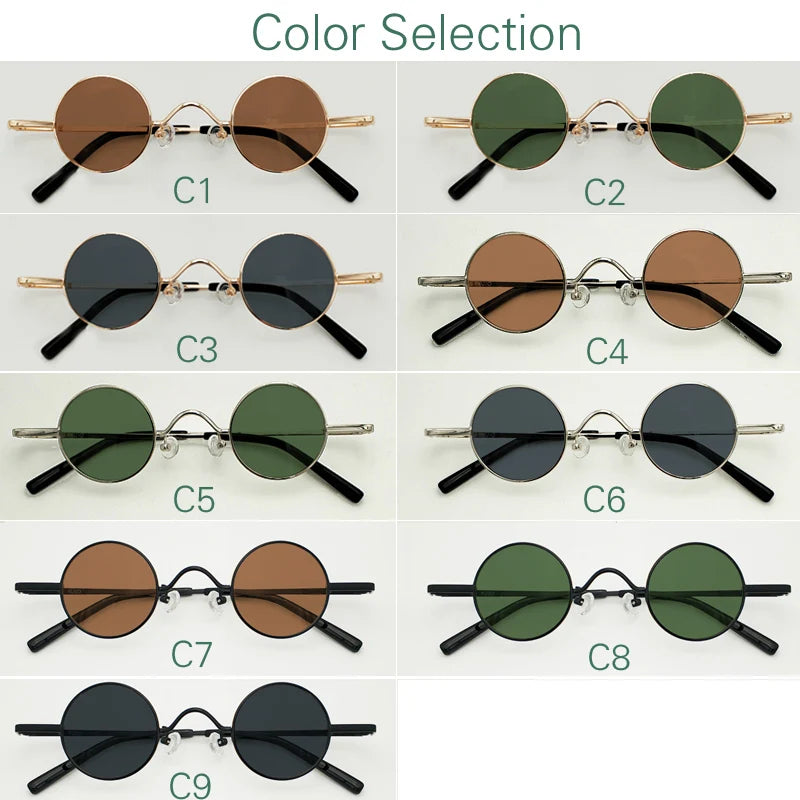 Yujo Unisex Full Rim Small Round Alloy Polarized Sunglasses 3836 Full Rim Yujo