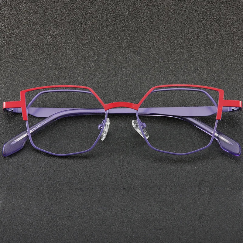 Muzz Women's Full Rim Polygon Cat Eye Alloy Eyeglasses 5527 Full Rim Muzz