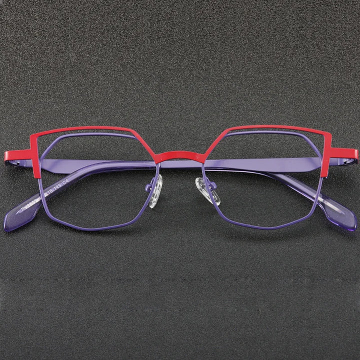 Muzz Women's Full Rim Polygon Cat Eye Alloy Eyeglasses 5527 Full Rim Muzz