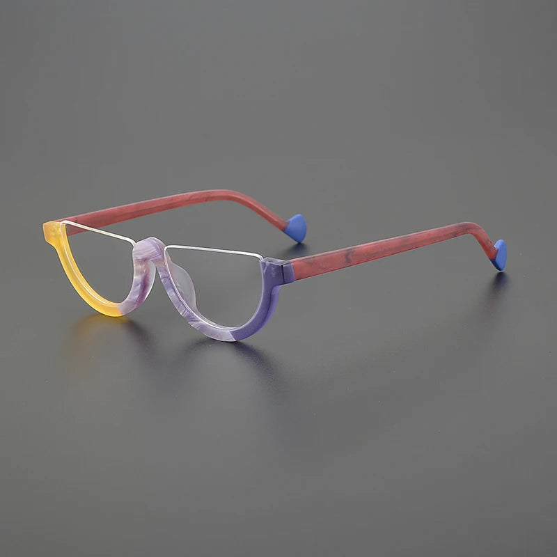 Hewei Unisex Semi Rim Oval Cat Eye Acetate Eyeglasses 9361 Semi Rim Hewei C3 CHINA